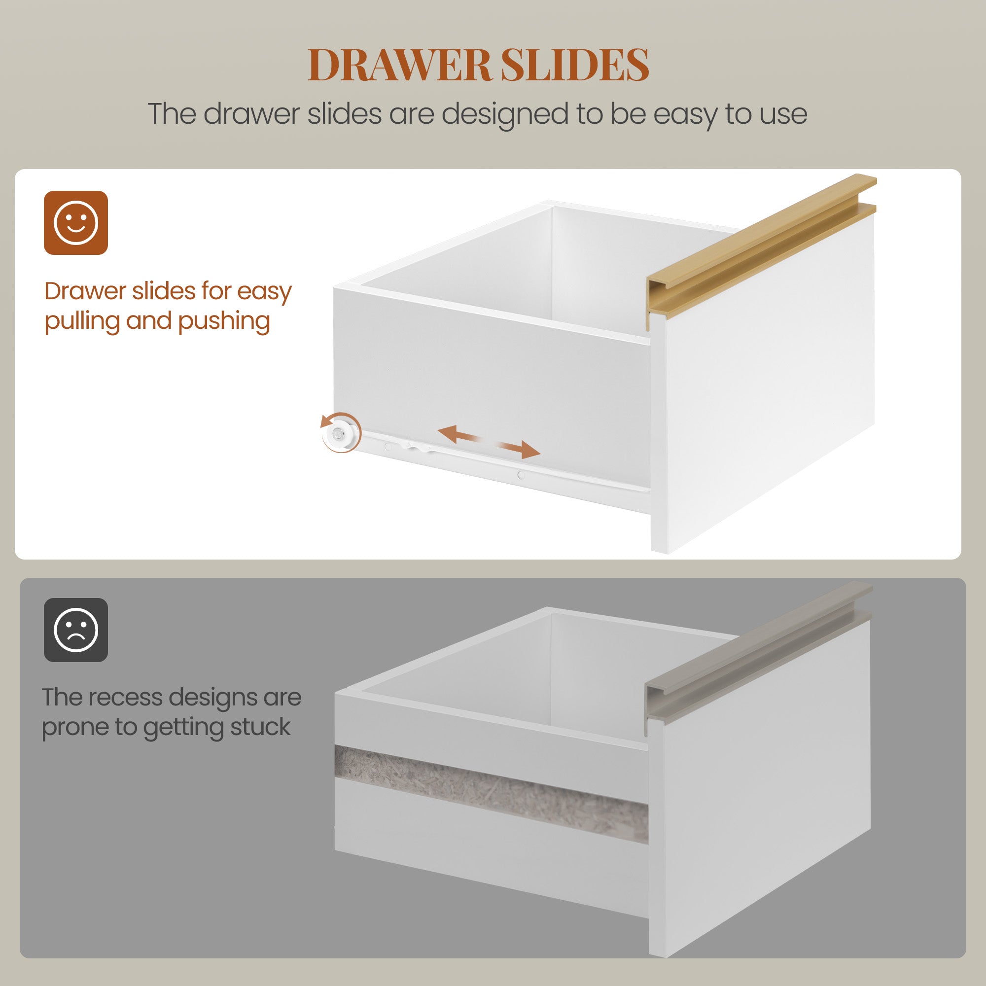 HEXCELEN Bathroom Cabinet, Kitchen Cabinet, Storage Cabinet with 4 Drawers and Open Shelf, Bathroom Cabinet High, Adjustable Shelf, for Bathroom, Living Room, White Gold, 30 x 80 x 110 cm, 580103X