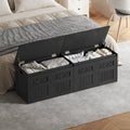 59"wooden storage bench with,multi-use for entryway,bedroom,Black