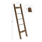 Hzuaneri Blanket Ladder for Living Room, 5-Tier Farmhouse Ladder Holder with 4 Hooks, 5ft 3 inch Rustic Decorative Farmhouse Blanket Holder Rack Easy Assembly - Rustic Brown