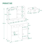 Hzuaneri Dressing Table with LED Lights Mirror, Adjustable Brightness, 2 Drawers & Cabinet, White