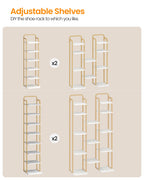 Hzuaneri Shoe Rack, 39.8" H Freestanding Vertical 6‑Tier Adjustable Storage Organizer, Space‑Saving Footwear Storage for Small Spaces, White & Gold