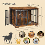 Hzuaneri 44 Inch Dog Crate Furniture, XL Indoor Dog Kennel for Large Dog with Barn Door, Heavy Duty Wooden Dog Cage as TV Stand & End Table, Rustic Brown