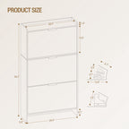 Hzuaneri 54.3" Tall Narrow Hidden Shoe Organizer, Freestanding Cabinet Featuring 3 Flip‑Top Drawers, Adjustable Shelves and Gold Handles, Stores 18‑24 Pairs, for Entryway, White