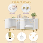 Hzuaneri Cat Litter Box Enclosure for 2 Cats, 55" Hidden Litter Boxes with Double Room, Storage, Plush Ball, Wooden Cat Washroom Furniture, White Gold