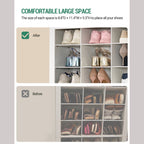 Hzuaneri 12-Tier Shoe Storage Cabinet, Wooden Tall Shoe Rack Organizer, Holds up to 36 Pairs of Shoes, Shoe Storage Organizer for Closet, Entryway, Dorm, Bedroom, White