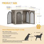Hzuaneri 26.8" Dog Crate Furniture, Wooden Dog Kennel with Cushion, Indoor Dog Cage for Small Dogs, Decorative Pet House Side End Table, Chew-Resistant, Greige