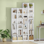 HEXCELEN Bookcase, 6 Tier Vertical Bookcase, Slim Shelf, Standing Shelf, Cube Shelf, Storage Shelf, for Office, Living Room, Bedroom, 28 × 30 × 181 cm, Modern Style, White, 663103X