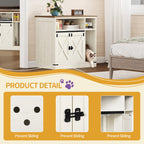 Hidden Cat Litter Box Enclosure with Storage, Wooden Cat Cabinet, TV Stand, Rustic Brown White