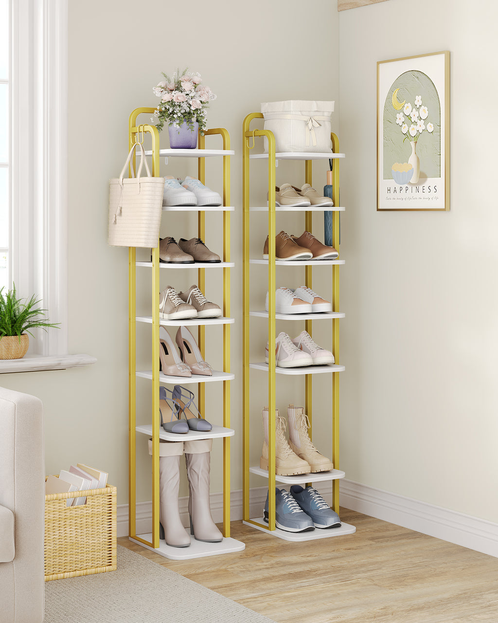 Hzuaneri Adjustable 8-Tier Vertical Shoe Rack, Space Saving Shoe Storage Unit