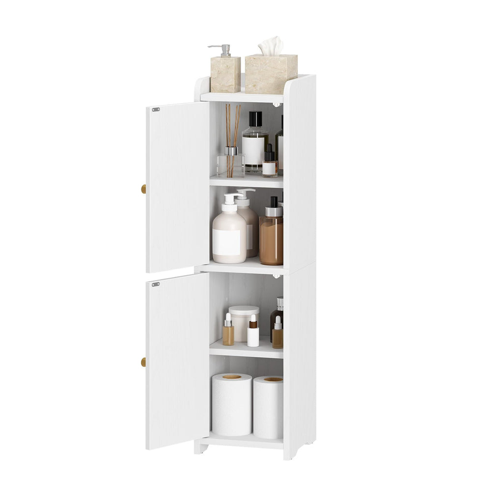 Hzuaneri Bathroom Storage Cabinet, 29.5" Tall Small Freestanding Corner Cabinet with 2 Doors & Adjustable Shelf, Space‑Saving Narrow Organizer for Compact Bathroom Spaces, White