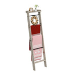 Wooden Blanket Ladder with 4 Hooks, 63.4" H 6-Tier Farmhouse Ladder Holder Organizer, for Living Room, Bedroom, Balcony - Greige