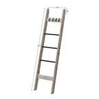 Hzuaneri Blanket Ladder for Living Room, 5-Tier Farmhouse Ladder Holder with 4 Hooks, 5ft 3 inch Rustic Decorative Farmhouse Blanket Holder Rack Easy Assembly - Greige