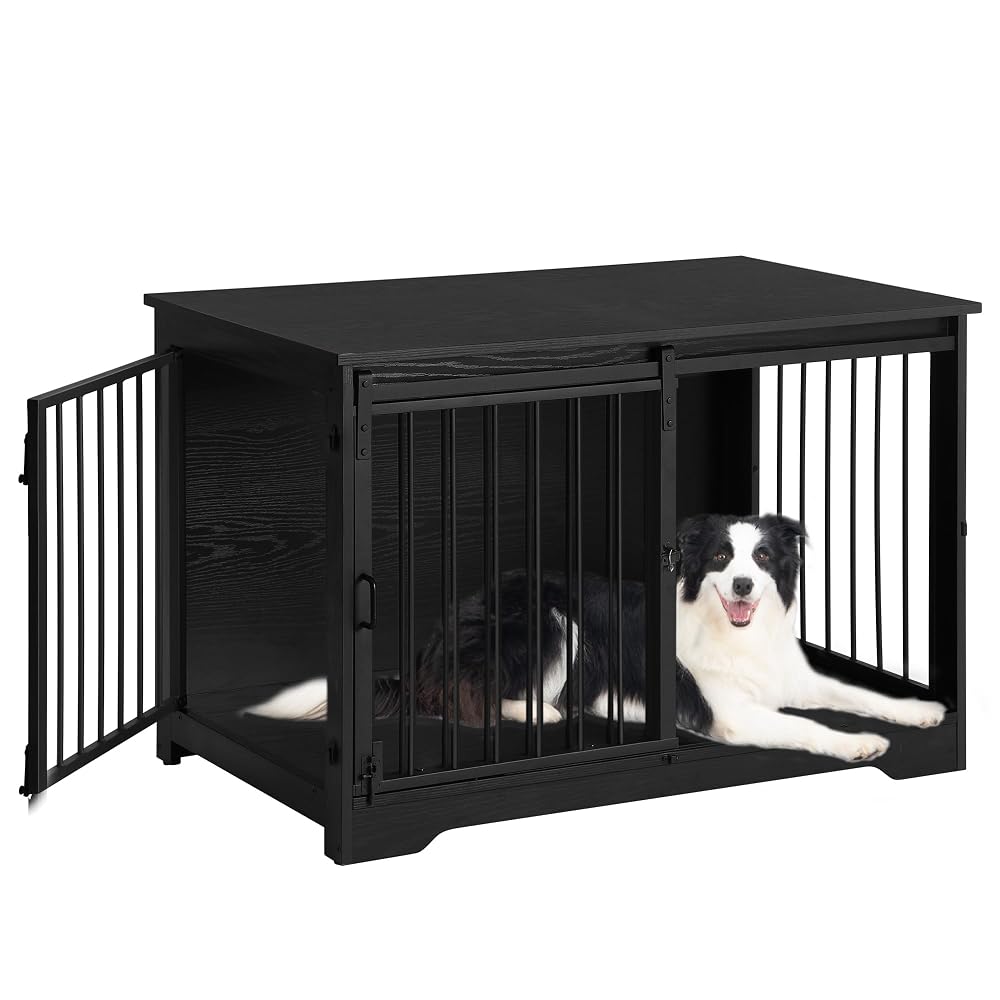 Hzuaneri Dog Cage Furniture, 100cm Dog Box for Home Use, Sliding Doors, 2 Doors