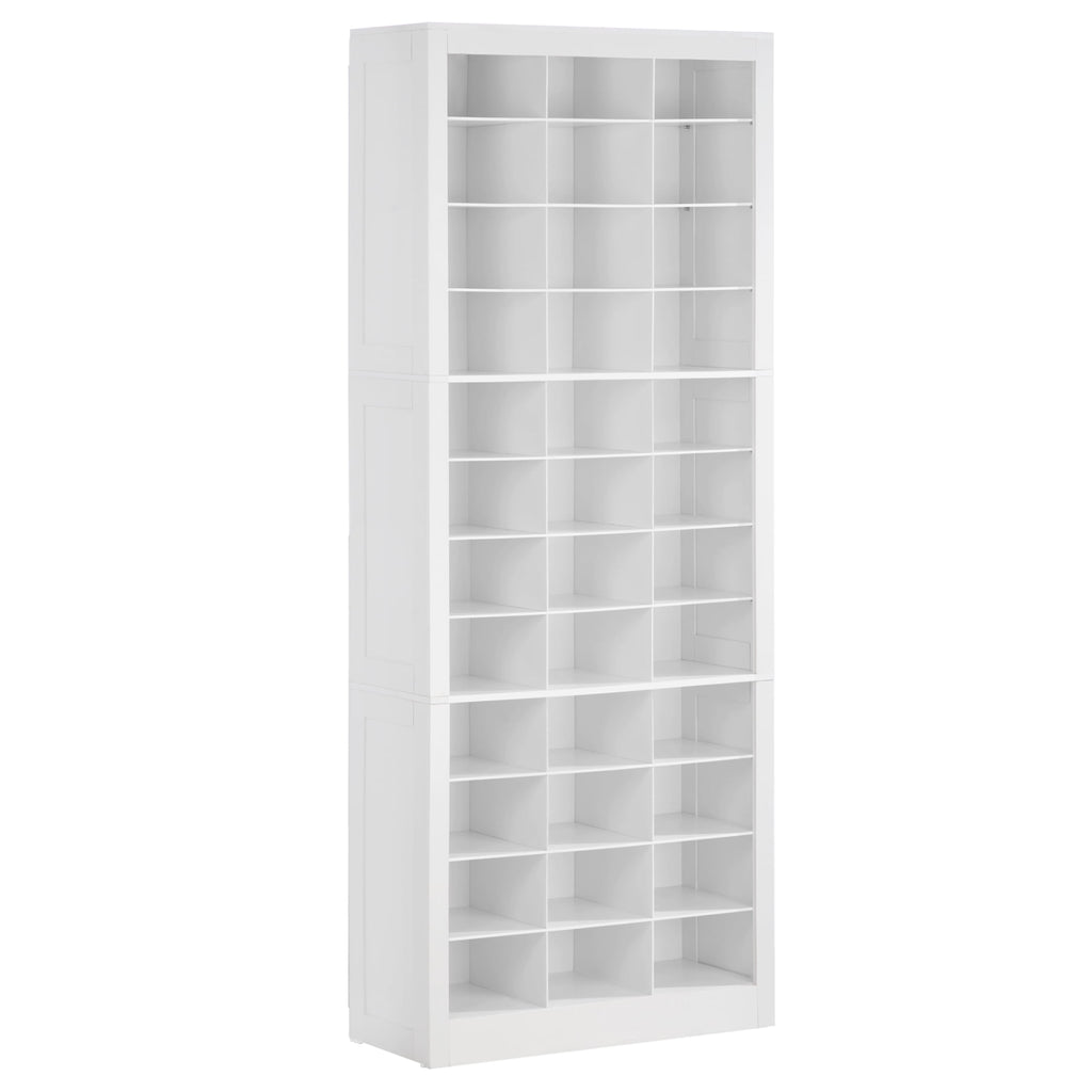Hzuaneri 12-Tier Shoe Storage Cabinet, Wooden Tall Shoe Rack Organizer, Holds up to 36 Pairs of Shoes, Shoe Storage Organizer for Closet, Entryway, Dorm, Bedroom, White