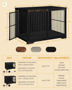 Hzuaneri 44 Inch Dog Crate Furniture, XL Indoor Dog Kennel for Large Dog with Barn Door, Heavy Duty Wooden Dog Cage as TV Stand & End Table, Black