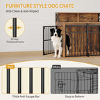39.4" Large wooden dog crate, Indoor Dog Kennel with Barn Door for Medium/Large Dogs, 3 Doors dog Crate Furniture with Storage, Rustic Brown