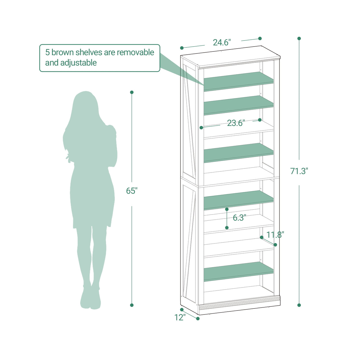 Hzuaneri Farmhouse Tall Shoe Cubby Organizer, 10‑Tier 71.3" H Freestanding Wooden Shoe Storage Rack, Holds 27‑30 Pairs, for Entryway & Living Room, Black