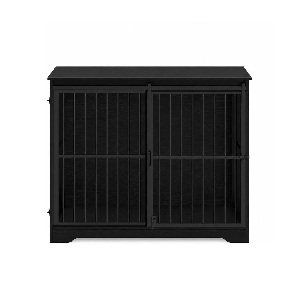 46.9" XXL Wooden Dog Crate,Barn Door Anti-Chew, Indoor End Table Style,Black