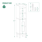 Hzuaneri Bathroom Storage Cabinet, 32.7" Tall Space‑Saving Corner Freestanding Floor Organizer with Door, Adjustable Shelves & Built‑in Toilet Paper Holder for Small Spaces, Rustic Greige