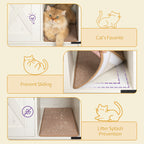 Cat Litter Box Enclosure, Wooden Hidden Cabinet with Storage and Scratch Pad, Farmhouse Style, Rustic Brown and White