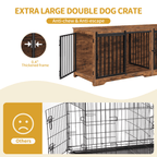 Hzuaneri 78" Large Double Dog Crate Furniture, Indoor Dog Kennel Furniture for 2 Dogs with Divider, Dual Sliding Barn Doors, Heavy Duty Dog Cage Furniture as TV Stand, Rustic Brown
