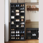 Hzuaneri 12-Tier Shoe Storage Cabinet, Wooden Tall Shoe Rack Organizer, Holds Up to 36 Pairs of Shoes, Shoe Storage Organizer for Closet, Entryway, Dorm, Bedroom, Black