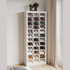 Hzuaneri 12-Tier Shoe Storage Cabinet, Wooden Tall Shoe Rack Organizer, Holds up to 36 Pairs of Shoes, Shoe Storage Organizer for Closet, Entryway, Dorm, Bedroom, White