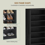Hzuaneri Farmhouse Tall Shoe Cubby Organizer, 10‑Tier 71.3" H Freestanding Wooden Shoe Storage Rack, Holds 27‑30 Pairs, for Entryway & Living Room, Black