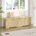 Hzuaneri 59" Extra Large Storage Chest, Storage Bench with Lift Top, 2 Safety Hinges, Shoe BenchToy Chest with Wooden Seat for Entryway, Bedroom, Living Room, Camel Yellow