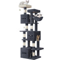Hzuaneri Large Cat Tree, 193 cm High, XXL Cat Tree, with 7 Scratching Posts, 3 Caves, 2 Platforms, 2 Plush Balls, Basket