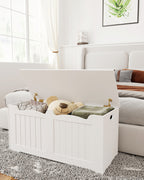 Hzuaneri Storage Bench, Storage Seat, Storage Chest with 2 Sturdy Hinges, White