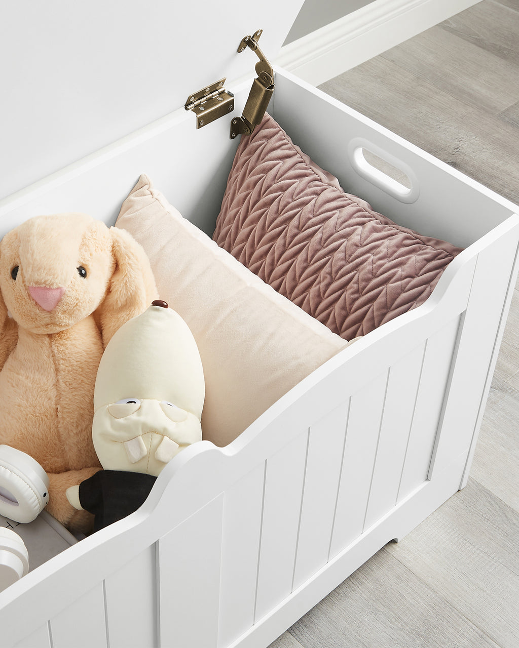 Hzuaneri Storage Bench, Storage Seat, Storage Chest with 2 Sturdy Hinges, White