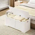 Hzuaneri Shoe Bench Storage Box, White, 40 x 110 x 48 cm SB25503X Shoe Bench with 2 Stable Hinges for Entrance, Bedroom, Living Room