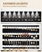 Hzuaneri Jewelry Cabinet, Jewelry Mirror Cabinet, Standing Jewelry Organizer with 1 Clothes Rack, White and Black