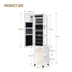 Hzuaneri Jewelry Cabinet, Jewelry Mirror Cabinet, Standing Jewelry Organizer with 1 Clothes Rack, White and Black