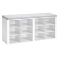 Hzuaneri Shoe Bench With Seat, Shoe Cabinet With Bench And 12 Compartments, White-Grey