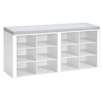 Hzuaneri Shoe Bench With Seat, Shoe Cabinet With Bench And 12 Compartments, White-Grey