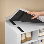 Hzuaneri Shoe Bench With Seat, Shoe Cabinet With Bench And 12 Compartments, White-Grey