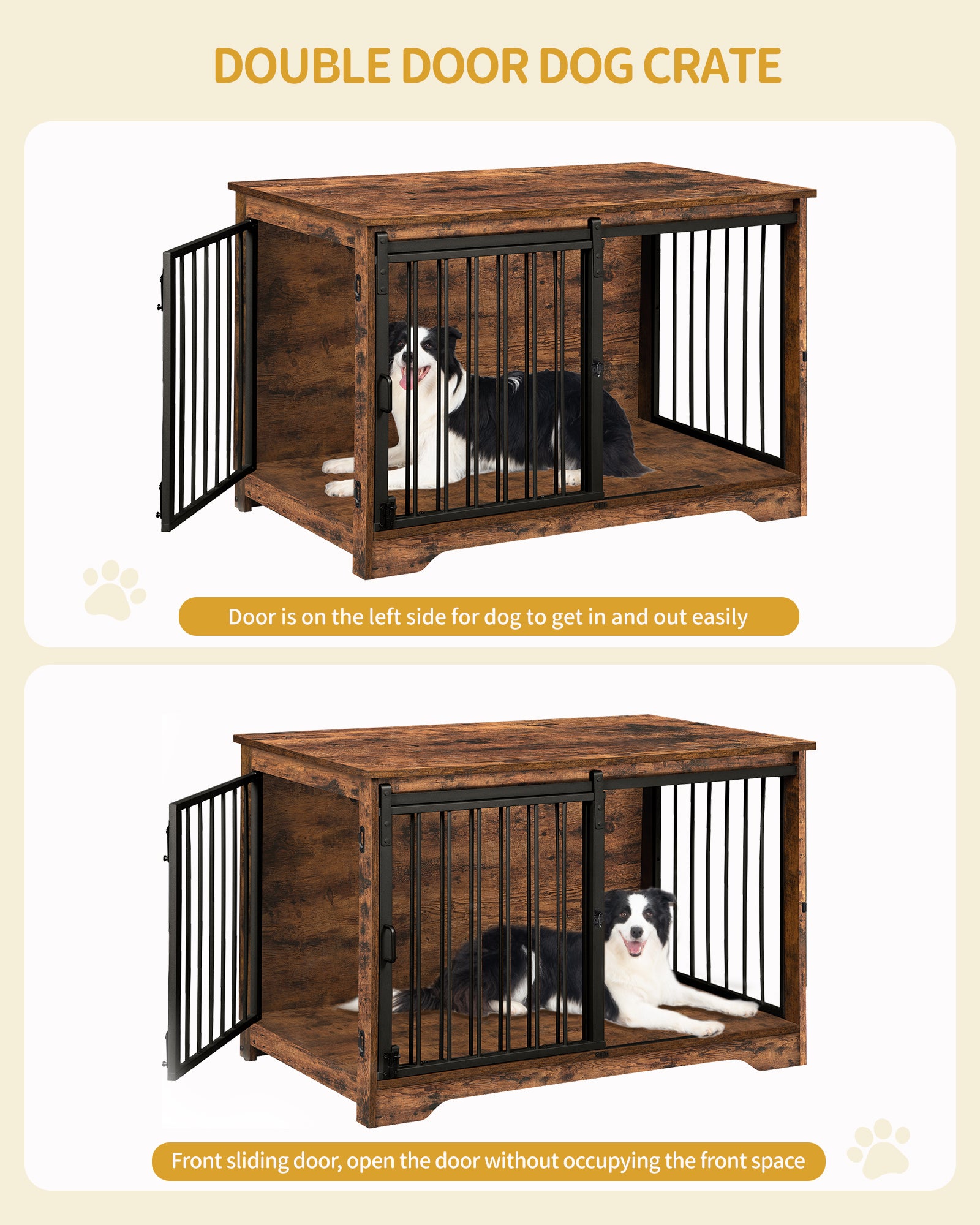 Hzuaneri Dog Cage Furniture, 100cm Dog Box for Home Use, Sliding Doors, 2 Doors
