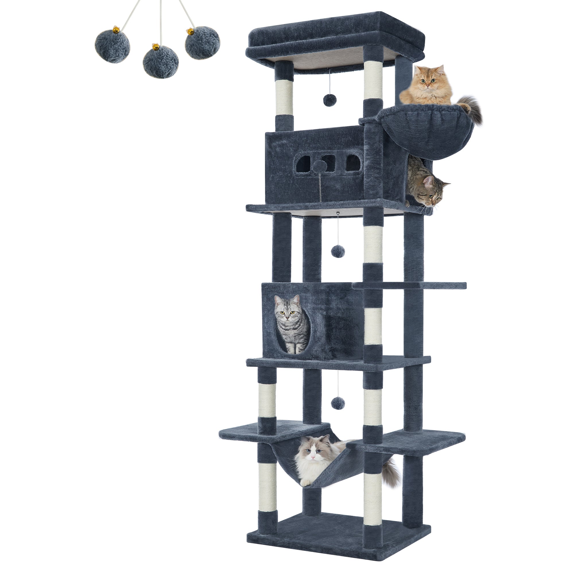 Hzuaneri Cat Tree,  Large Cat Tower for Indoor Cats, Multi-Level Cat House with Condo