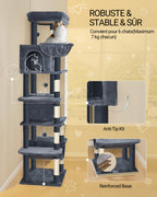 Hzuaneri Cat Tree,  Large Cat Tower for Indoor Cats, Multi-Level Cat House with Condo