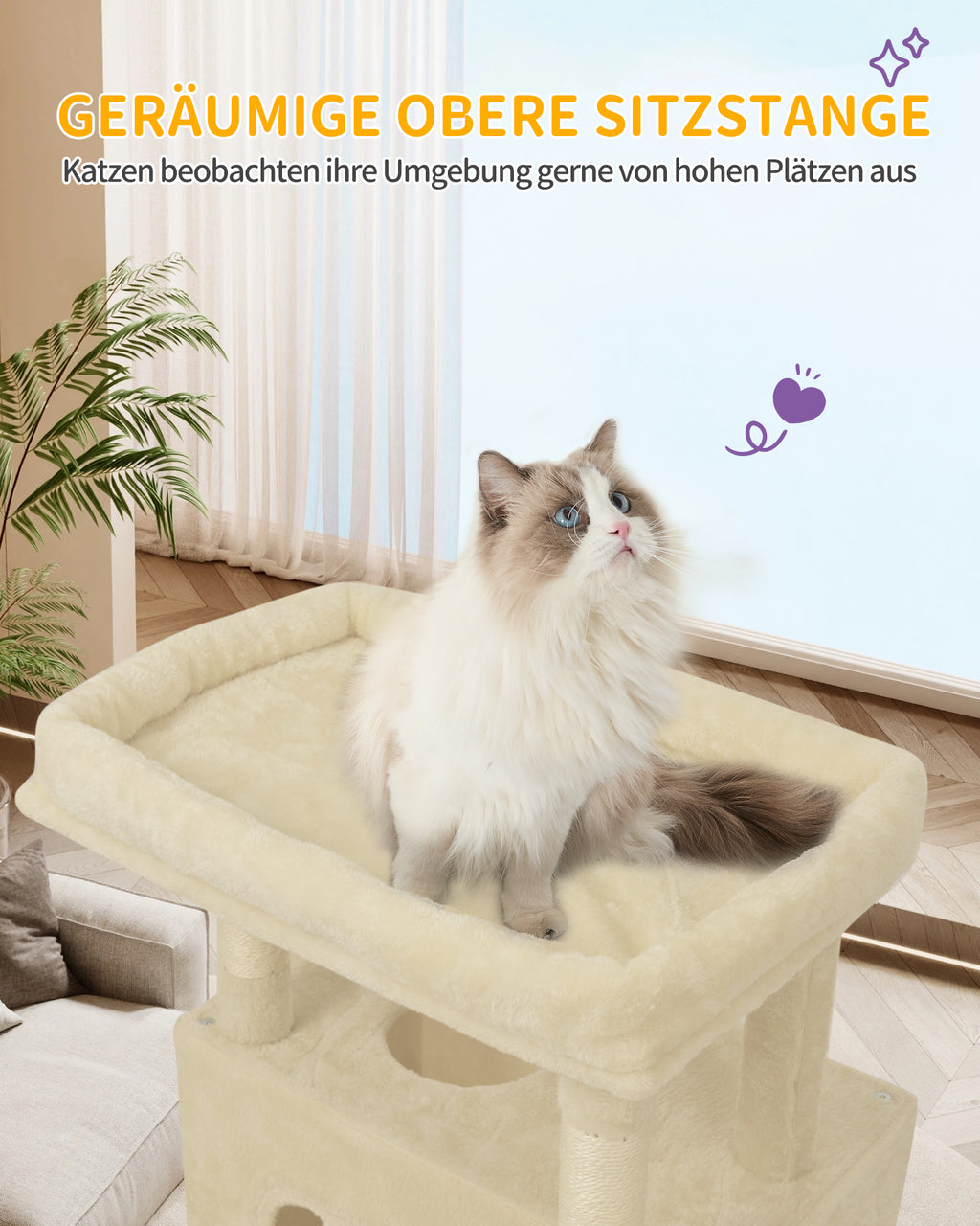 Hzuaneri Cat Tree,  Large Cat Tower for Indoor Cats, Multi-Level Cat House with Condo