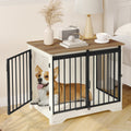 Hzuaneri Dog Crate Furniture, 81cm Dog Box for Home Use, Sliding Doors, White Brown