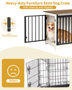 Hzuaneri Dog Crate Furniture, 81cm Dog Box for Home Use, Sliding Doors, White Brown