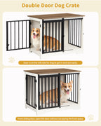 Hzuaneri Dog Crate Furniture, 81cm Dog Box for Home Use, Sliding Doors, White Brown