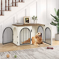 Hzuaneri Dog Cage Furniture, 100cm Dog Box for Home Use, 3 Doors, Arched Door, White Brown
