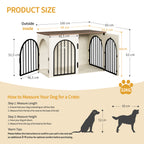 Hzuaneri Dog Cage Furniture, 100cm Dog Box for Home Use, 3 Doors, Arched Door, White Brown