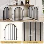 Hzuaneri Dog Cage Furniture, 100cm Dog Box for Home Use, 3 Doors, Arched Door, White Brown
