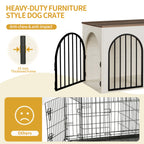 Hzuaneri Dog Cage Furniture, 100cm Dog Box for Home Use, 3 Doors, Arched Door, White Brown