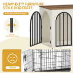 Hzuaneri Dog Cage Furniture, 80cm Dog Box for Home, 3 Doors, Arched Door, White Brown